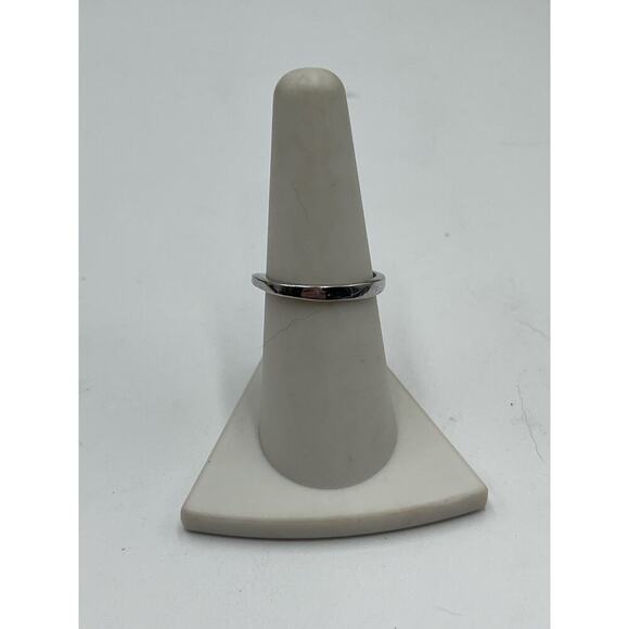 Sterling Silver 925 Rhodium Round Bezel CZ Solitaire Ring Sz 7.5 - Picture 7 of 13